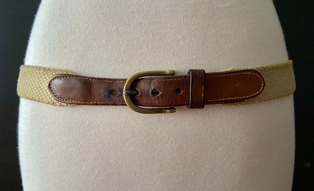 Vintage DOONEY & BOURKE Beige Surcingle Belt Womens sz 36